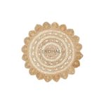 Solo Koleksiyonu Jüt ile üretilen el dokuma sisal kilim CA-105 Natural White XW, 150 x 150