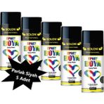 Solon 5 Adet Sprey Boya Parlak Siyah 400 ml