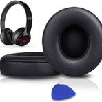 SoloWIT Beats Solo 2 & Solo 3 Kablosuz Kulak Üstü Kulaklıklar için Kulaklık Yastıkları Yedekleri, Yumuşak Protein Deri ile Solo2 Solo3 Kulak Pedleri, Ek Kalınlık - (Siyah)
