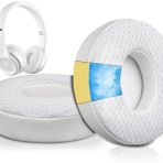 SoloWIT Soğutucu Jel Yedek Kulak Yastıkları Beats için Solo 2 & Solo 3 Kablosuz Kulak Üstü Kulaklıklar, Yüksek Yoğunluklu Gürültü Yalıtım Köpüğü ile Kulaklık Yastıkları, Ek Kalınlık - Beyaz