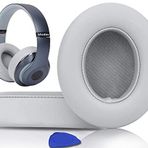 SoloWIT Yedek Kulak Pedleri için Beats Studio 2.0 ve 3 Yastıklar Kablolu/Kablosuz KULAK ÜZERİNDEKİ Kulaklıklar, Yumuşak Protein Derili Kulak Yastıkları, Ses Yalıtımı Hafızalı Köpük (Açık Gri)
