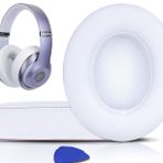 SoloWIT Yedek Kulak Pedleri için Beats Studio 2.0 ve 3 Yastıklar Kablolu/Kablosuz KULAK ÜZERİNDEKİ Kulaklıklar, Yumuşak Protein Derili Kulak Yastıkları, Ses Yalıtımı Hafızalı Köpük (Beyaz)