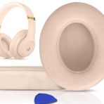 SoloWIT Yedek Kulak Pedleri için Beats Studio 2.0 ve 3 Yastıklar Kablolu/Kablosuz KULAK ÜZERİNDEKİ Kulaklıklar, Yumuşak Protein Derili Kulak Yastıkları, Ses Yalıtımı Hafızalı Köpük (Kumul)