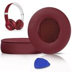 SoloWIT Yedek Kulak Pedleri Minderler için Beats Solo 2 ve Solo 3 Kablosuz Kulak Üstü Kulaklıklar, Yumuşak Protein Derili Kulak Padleri, İlave Kalınlık - (Bordo)