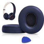 SoloWIT Yedek Kulak Pedleri Minderler için Beats Solo 2 ve Solo 3 Kablosuz Kulak Üstü Kulaklıklar, Yumuşak Protein Derili Kulak Padleri, İlave Kalınlık - (Lacivert)