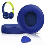 SoloWIT Yedek Kulak Pedleri Minderler için Beats Solo 2 ve Solo 3 Kablosuz Kulak Üstü Kulaklıklar, Yumuşak Protein Derili Kulak Padleri, İlave Kalınlık - (Mazarine Mavisi)