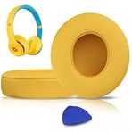SoloWIT Yedek Kulak Pedleri Minderler için Beats Solo 2 ve Solo 3 Kablosuz Kulak Üstü Kulaklıklar, Yumuşak Protein Derili Kulak Padleri, İlave Kalınlık - (Sarı)