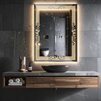 Solrae Led'li Lazer Kumlamalı Lavabo & Banyo Aynası (Dokunmatik Sensörlü) günışığı led 100 x 75