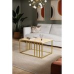 Solto Home SC19-26 Altın Metal Meşe Raf Tasarım Orta Sehpa | Modern Oturma Odası - Meşe-Altın