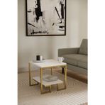 Solto Home SC25-23 -Metal- Raf Tasarım Orta Sehpa | Modern Oturma Odası - Beyaz-Altın