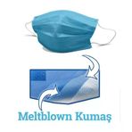Solunum Koruyucu Maske, 3 Katlı, Mavi, Meltblown Kumaş (1P=10 Adet)