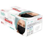 Soly Care Üç Katlı Lastikli Burun Telli Cerrahi Maske 100 Adet (50'li 2 Kutu) Siyah