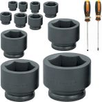 Somafix 3/4” 6 Köşe Kısa Havalı Lokma Anahtar 17-19-27-30-32-38-41-46-50-55-60 mm 11 Parça+Somafixduz Yıldız Tornavida