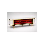 SOME ŞÖMEN- Klasik - 160cm - Şömineli Tv sehpası- Beyaz renk Gold detaylı