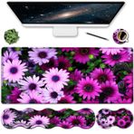 SOMFUAKA Genişletilmiş Mouse Pad, XXL Büyük Oyun Mouse Pad + Ergonomi Bellek Köpüğü Klavye Fare Bilek Dinlenme Desteği, Ofis Masası Pedi Kolay Yazma Yazma Pedi El Dayanağı, Afrika Papatya Deseni