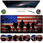 SOMFUAKA Genişletilmiş XXL Oyun Mouse Pad ve Ergonomik Yumuşak Hafızalı Köpük Klavye Bilek Desteği Ofis, Ev, Ağrı kesici Büyük Ofis Masası Pedi 80 x 30 cm, Amerikan Bayrağı Asker Askeri Siyah Mouse Pad Bilek
