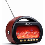 Şömine Efektli Nostaljik Bluetooth Radyo Fm Radyo El Fenerli Hoparlör - Bordo