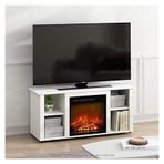 Şömine TV Sehpası, Entertainment Center Stand Fireplace for TV up to White Elektrikli Şömine