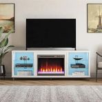 Şömine TV Sehpası, Home Fireplace TV Stand Deluxe White TV Stand Living Room Furniture Elektrikli Şömine