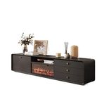 Şömine TV Sehpası, Solid Wood Fireplace TV Table Luxury Cabinet Simulate Flames Modern Living Room Furniture Elektrikli Şömine(Siyah)