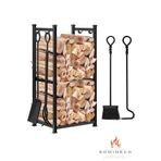 SOMINECO 5 Li Ithal Metal Odunluk Raflı Şömine -Soba Maşa Takımı Aksesuar Seti SS-001