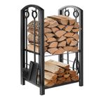 SOMINECO 5 Li Ithal Metal Oval Odunluk Raflı Şömine-soba Maşa Takımı Aksesuar Seti SS-004