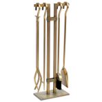 SOMINECO 5 Li Lüx Ithal Antik Gold Patinalı Şömine-soba Maşa Takımı Aksesuar Seti SG-018