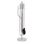 SOMINECO 5 Li Lüx Ithal İnox Yuvarlak Tabanlı Şömine-soba Maşa Takımı Aksesuar Set 044 Gümüş