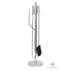 SOMINECO 5 Li Lüx Ithal İnox Yuvarlak Tabanlı Şömine-Soba Maşa Takımı Aksesuar Set 044