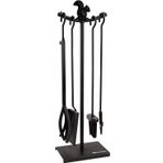 SOMINECO 5 Li Lüx Ithal Metal Sincap Motif Kabartmalı Şömine -soba Maşa Takımı Aksesuar Seti SS-015