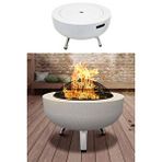SOMINECO Metal 2si1 Arada Katlanabilir Ayaklı Ateş Çukuru- Sehpa Mangal Şömine Bahçe Isıtma 64,5 Cm 0618 Gri