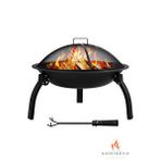 SOMINECO Metal 4 Parça İthal Katlanabilir Ve Taşınabilir Ateş Çukuru-mangal Şömine Bahçe Isıtma Kamp 54 Cm Siyah