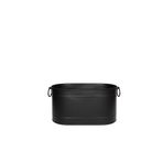 SOMINECO Metal Siyah Uzun Oval Askı Kulplu Tasarım Şömine-Soba Odun Depolama Saklama Kovası 55x35x29 CM
