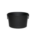 SOMINECO Metal Siyah Zigzag Desenli Yuvarlak Şömine-Soba Odun Depolama Saklama Kovası