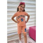 Somon Stitch Kısa Kollu Şortlu Çizgi Karakter Baskılı Kız Çocuk 2li Takım - 4 - 5 Yaş
