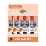 Somon & Tavuk & Havuç Kedi Et Ezmesi Kedi Ödül Maması Seti 4x90 gr