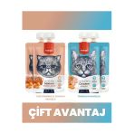 Somon - Tavuk - Havuç & Tavuk - Havuç Kedi Et Ezmesi Kedi Ödül Maması Seti 4x90 gr