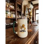 Son Bira (Yalan) 02 El Yapımı Krem Parlak Bira Bardağı (Yeşil Kulp)