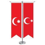 Son İmp. Bayrağı ve Türkiye-Kırlangıç Saten T direk 2li Masa Bayrağı