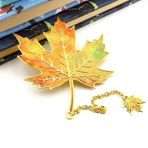 Sonbahar Renkleri Çınar Yaprak Altın Rengi Metal Kitap Ayracı Zincirli AY008