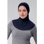Sonbaharmoda Kadın Pratik Tesettür Sporcu Boyunluklu Hijab Geçmeli Bone Penye Kumaş - Lacivert