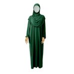 Sonbaharmoda Kız Çocuk Tesettür elbisesi Tek Parça Namaz Kıyafeti Tak Çıkar Başörtülü Pamuklu Lastikli Kolu