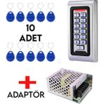Sonex Su Geçirmez Metal Rfid Elektronik Şifreli Kartlı Kapı Açma Kilit ve Adaptör Full Set - Gri