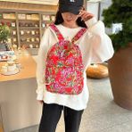 Songli Kırmızı 2024 Kuzeydoğu Büyük Çiçek Etnik Tarzı Vintage Sırt Çantası Okul Çantası Erkek Kız Açık Seyahat Moda Taşınabilir Mochila (Yurt Dışından) - Renkli