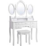 Songmics 3 Aynalı Tabureli Tuvalet Masası, 7 Çekmece, Eğim Koruması, Lüks, 145 x 90 x 40 Cm, RDT91W - Standart
