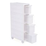 Songmics 4 Çekmeceli Raf, 4 Katlı 2 Ayrı Parça Kullanım, Mutfak Rafı Banyo Raf Standı Tekerlekli Niş Raf 84,5 cm Yükseklik, Beyaz Kfr05W