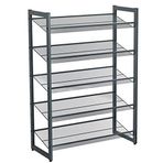 Songmics 5 Katlı Ayakkabı Rafı, Genişleyen Metal Ayakkabı Rafı Ayarlanabilir Ayakkabı Rafı 15-20 Çift Ayakkabı, Kısa Bot, Topuklular İçin Uygun, 74x104x307cm Koyu Gri Lmr005Gb
