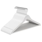 SONGMICS Ahşap elbise askısı, 20'li set, ince ahşap askı, askı, omuz bölgesinde çentikler, pantolon askısı, 360° dönebilen kanca, huş ağacı, taşıyıcı ve ceketler için, bulut beyazı CRW040W01