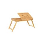 Songmics Bambu Dizüstü Bilgisayar Standı, Yükseklik Ayarlanabilir, Yatak Masası, 5 Eğim Açısı, Çekmeceli LLD001
