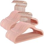 SONGMICS Çocuk elbise askısı, 50'li set, pembe altın kancalı, kaymaz, yer tasarruflu, elbise dolabı için askı, bebek kıyafeti, etek ve pantolon, çocuklar için, kadife, açık pembe CRF027P01